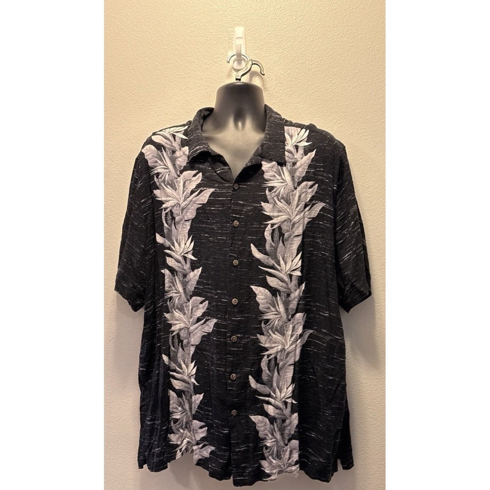 George Hawiian Print Black Button Down‎ Shirt Size XXXL
